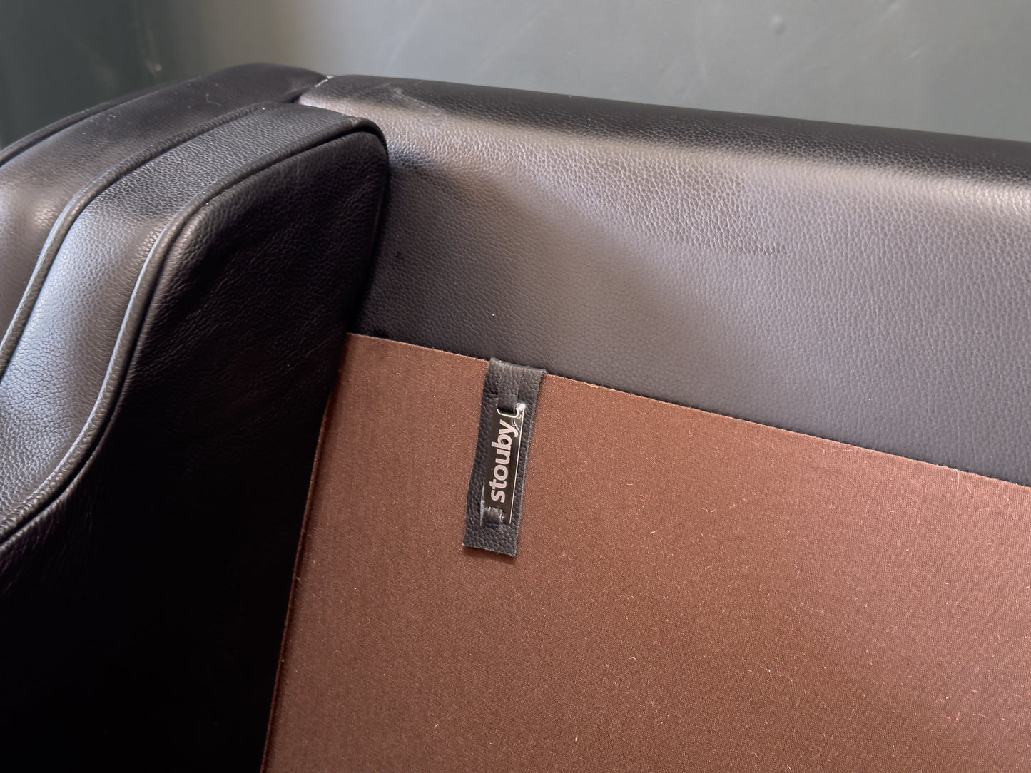 2 Seater Black Leather Sofa by Stouby