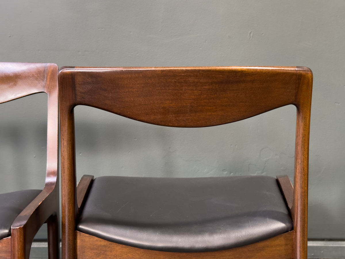 Set of 4 Rosewood and Black Leather Dining Chairs Designed by P.J. Møbelfabrik