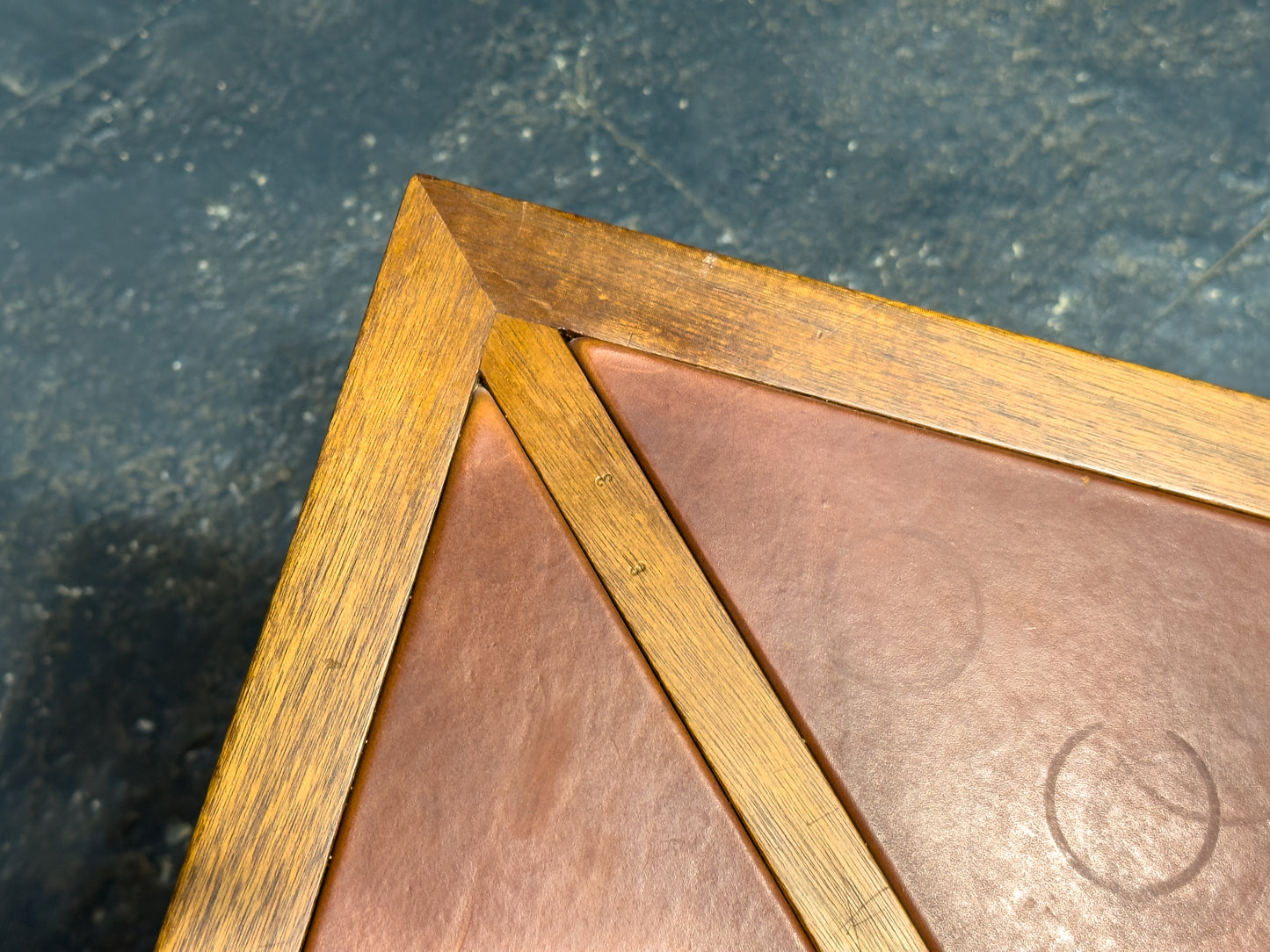Leather Table with Metal Legs