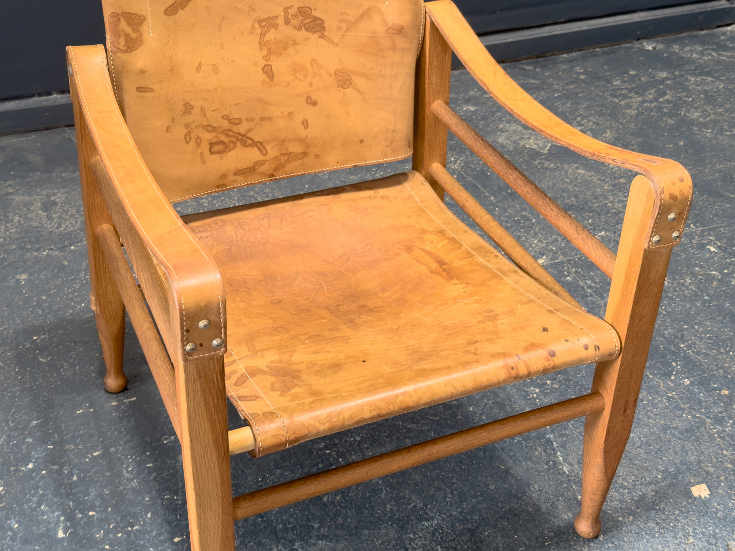 Leather safari chair by Aage Bruun & Son