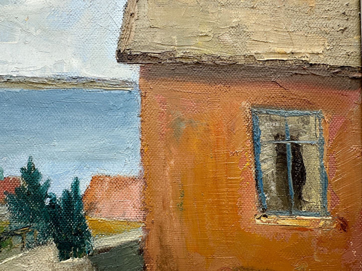 Landscape Painting of Seaside Cottages