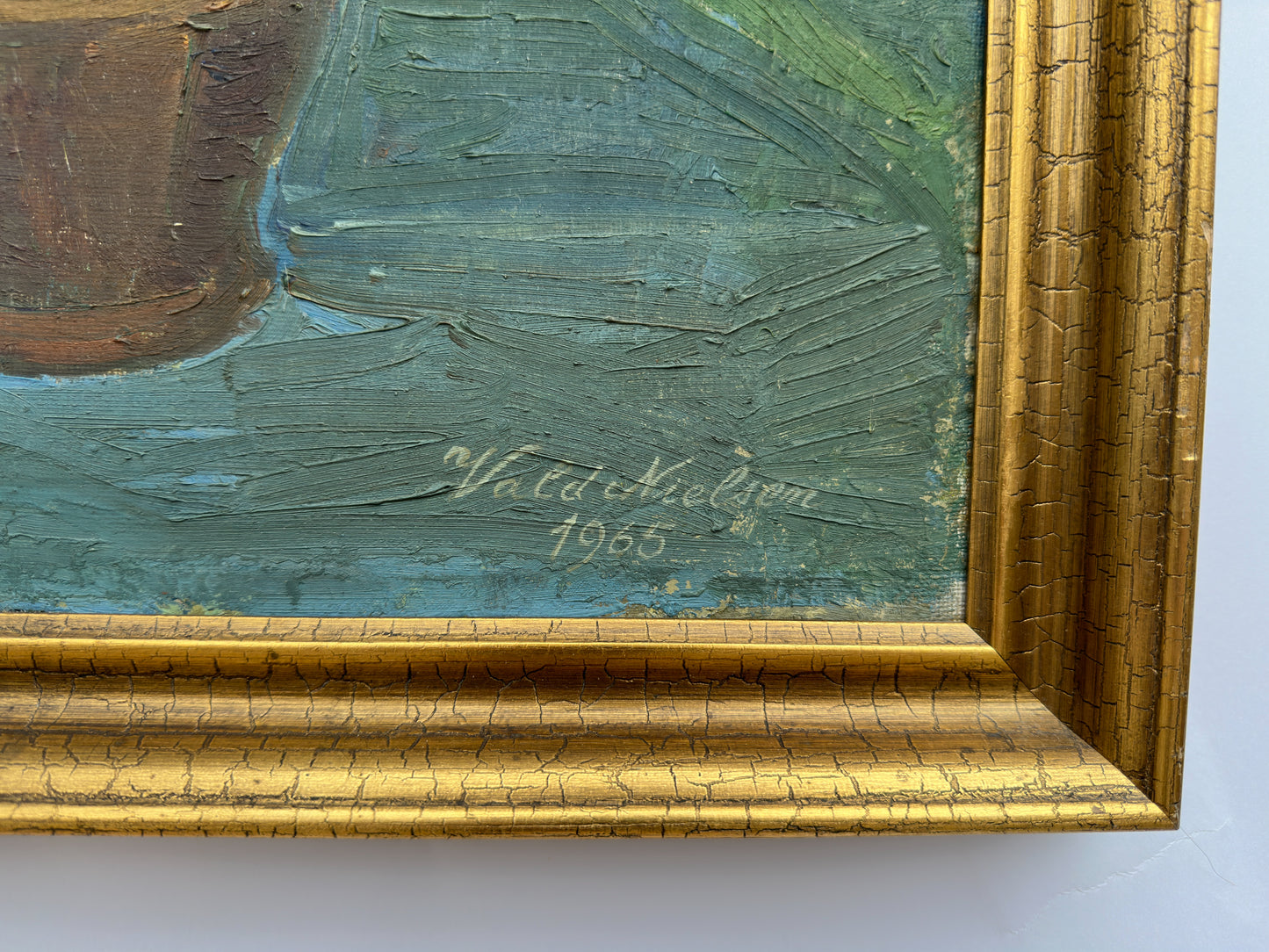 Yard sale Still Life Painting of Red and White Tulips