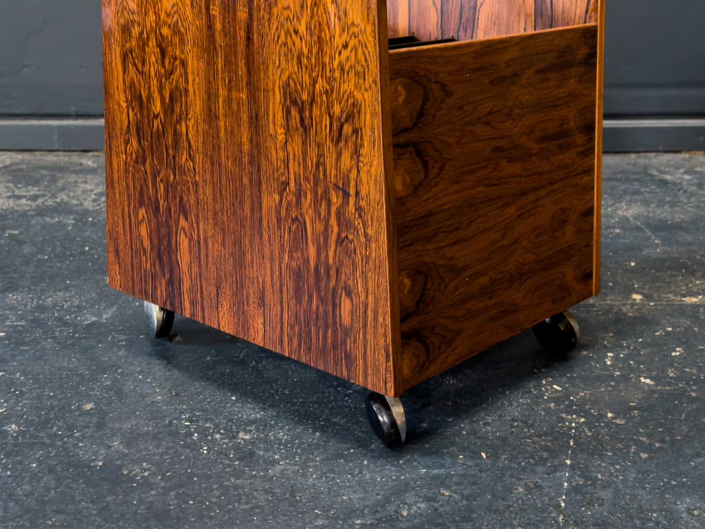 Rolf Hesland Rosewood Magazine & Record Rack on Wheels