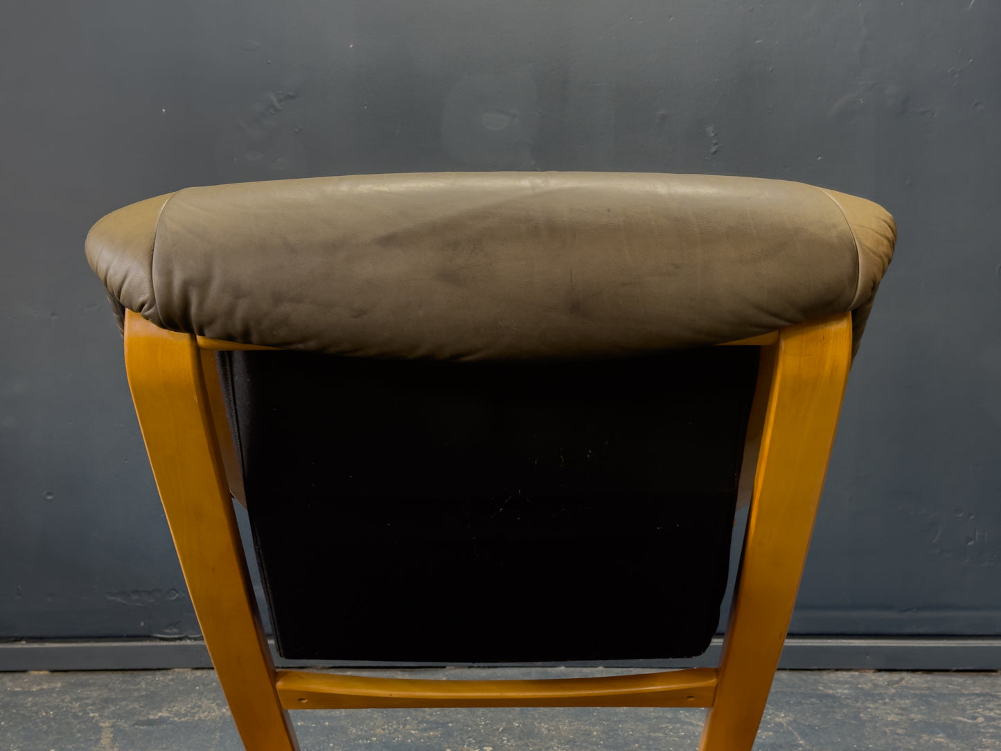 Birch and Green Leather Armchair