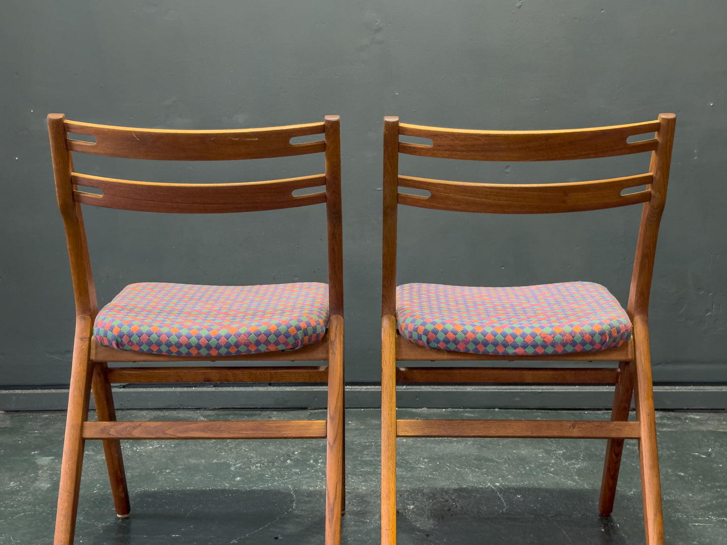 Pair of Upholstered Oak Dining Chairs