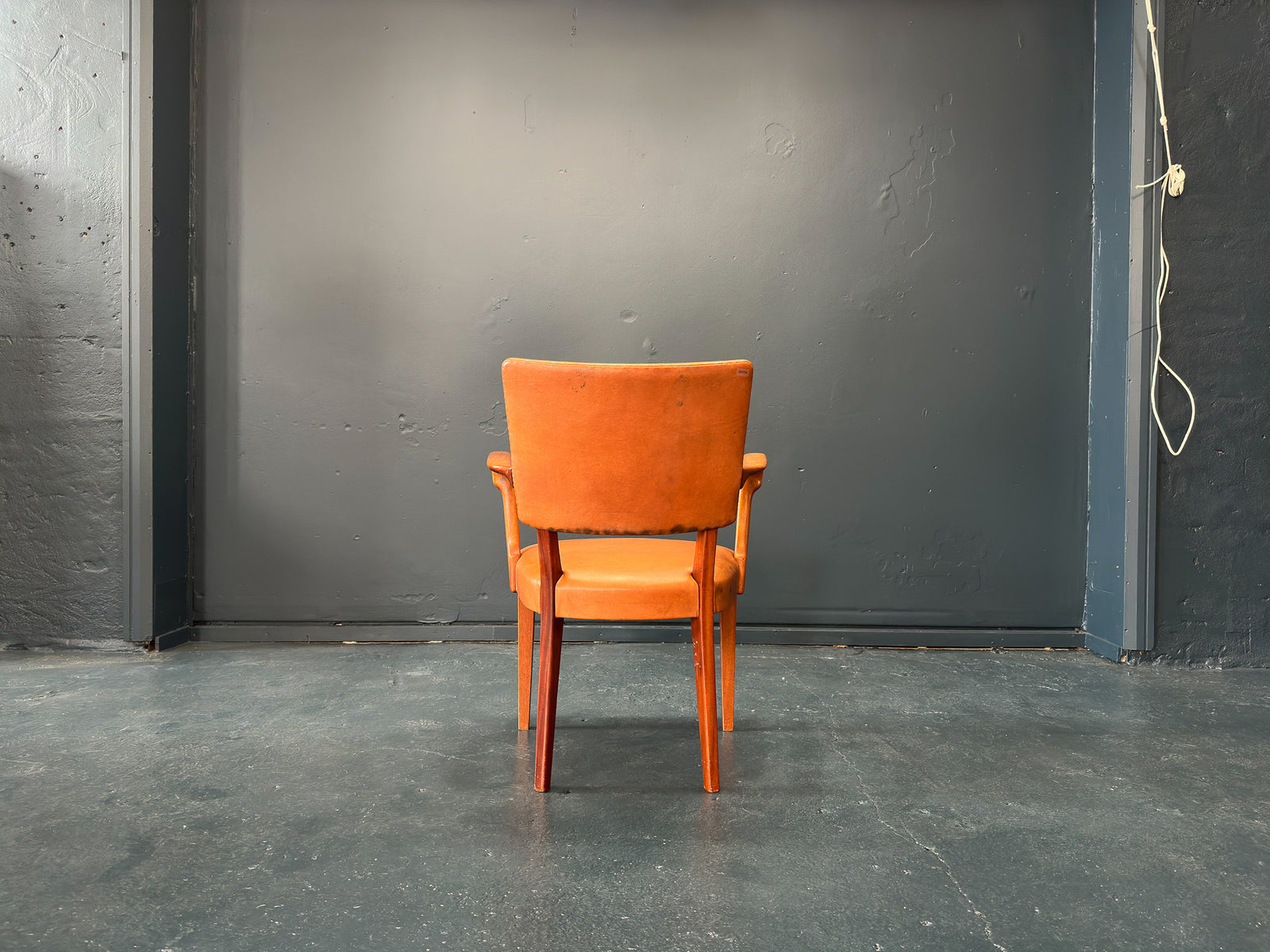 Walnut and Leather Armchair