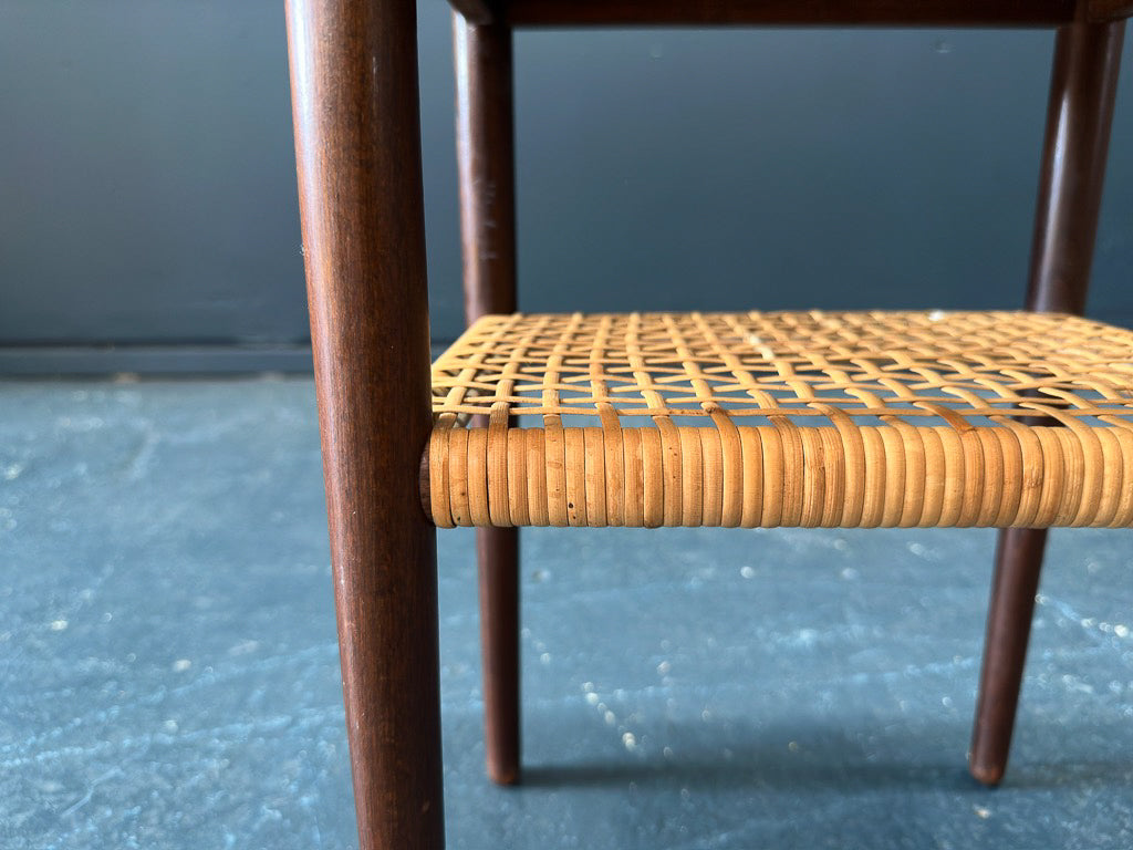 Small Rosewood and Wicker Side Table