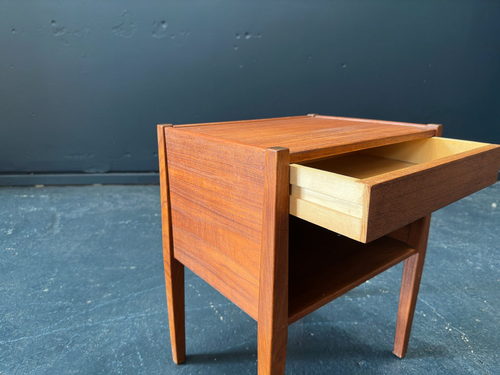 Small Teak Side Table with Drawer