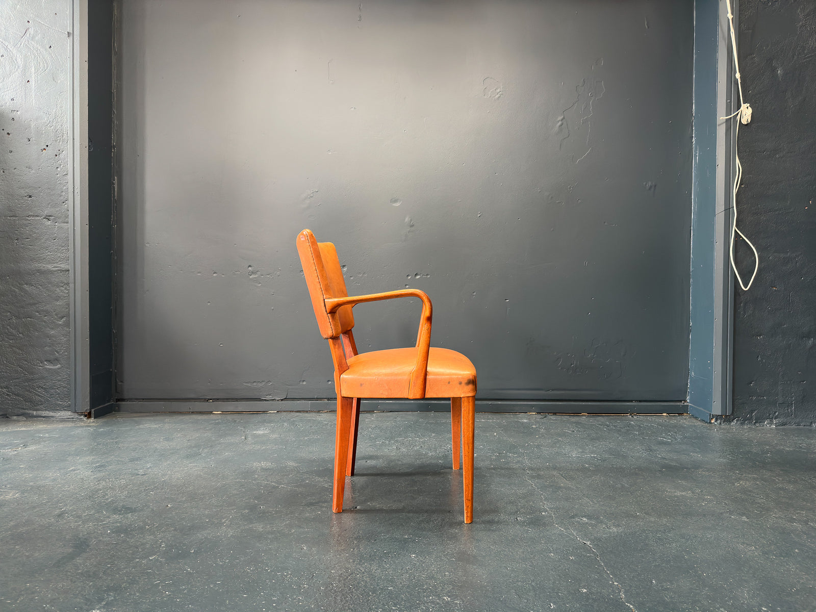 Walnut and Leather Armchair