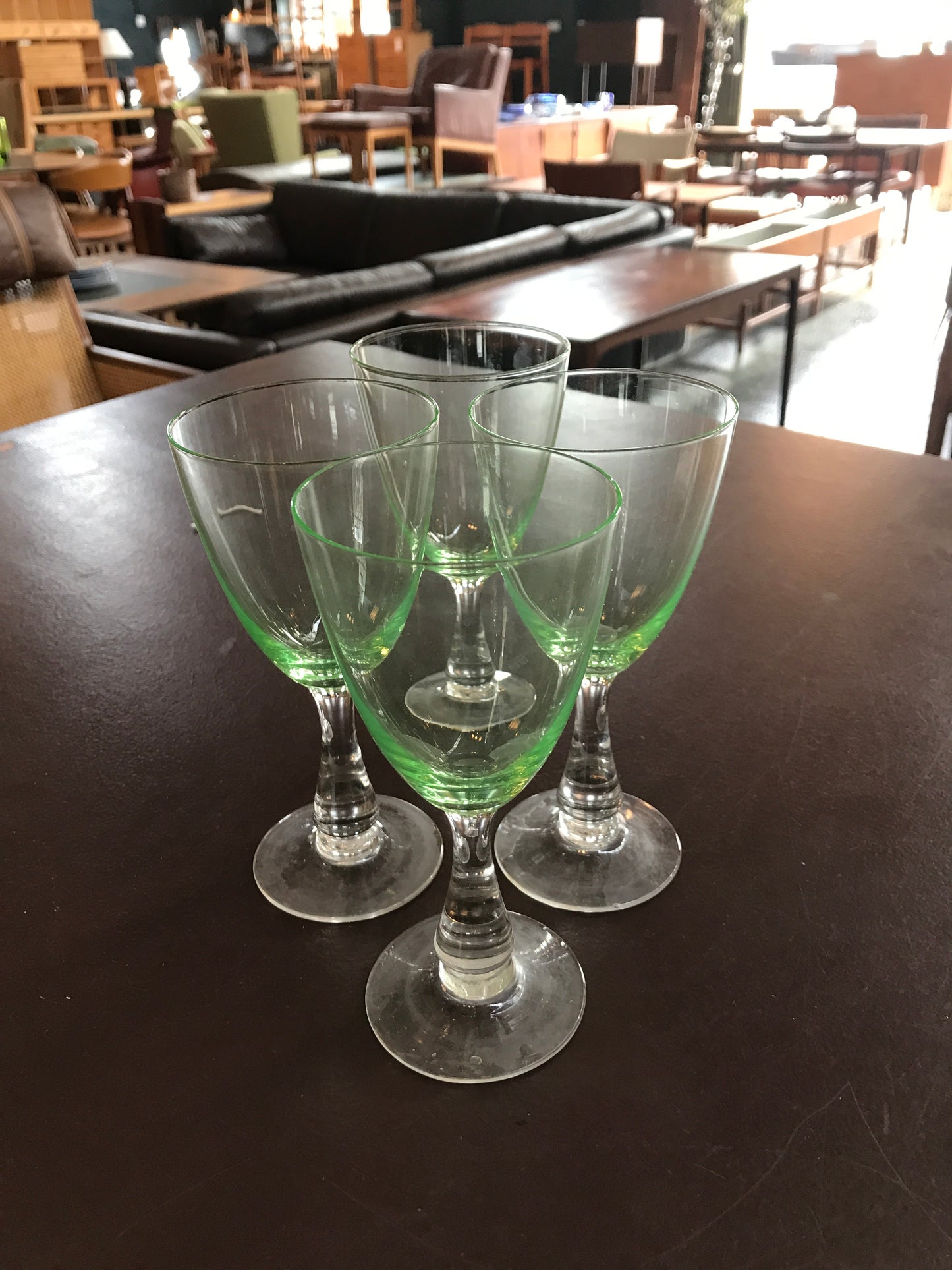 Set of 4 Green Wine Glasses