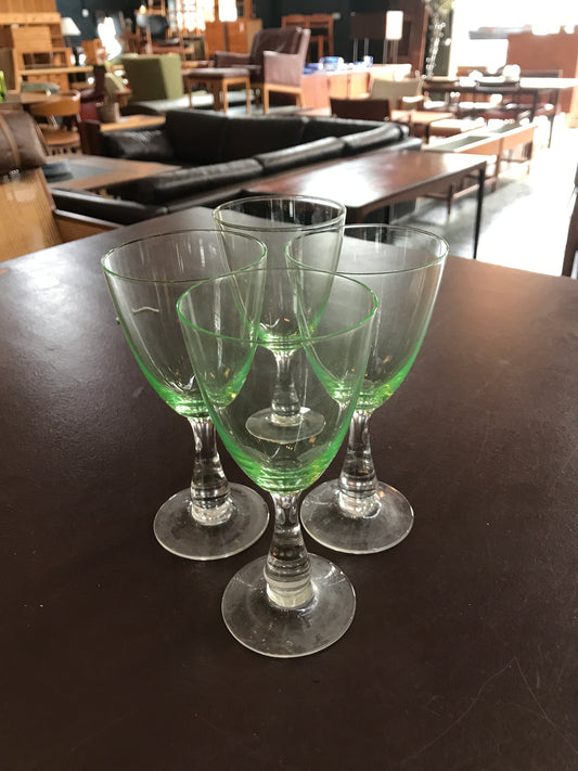 Set of 4 Green Wine Glasses