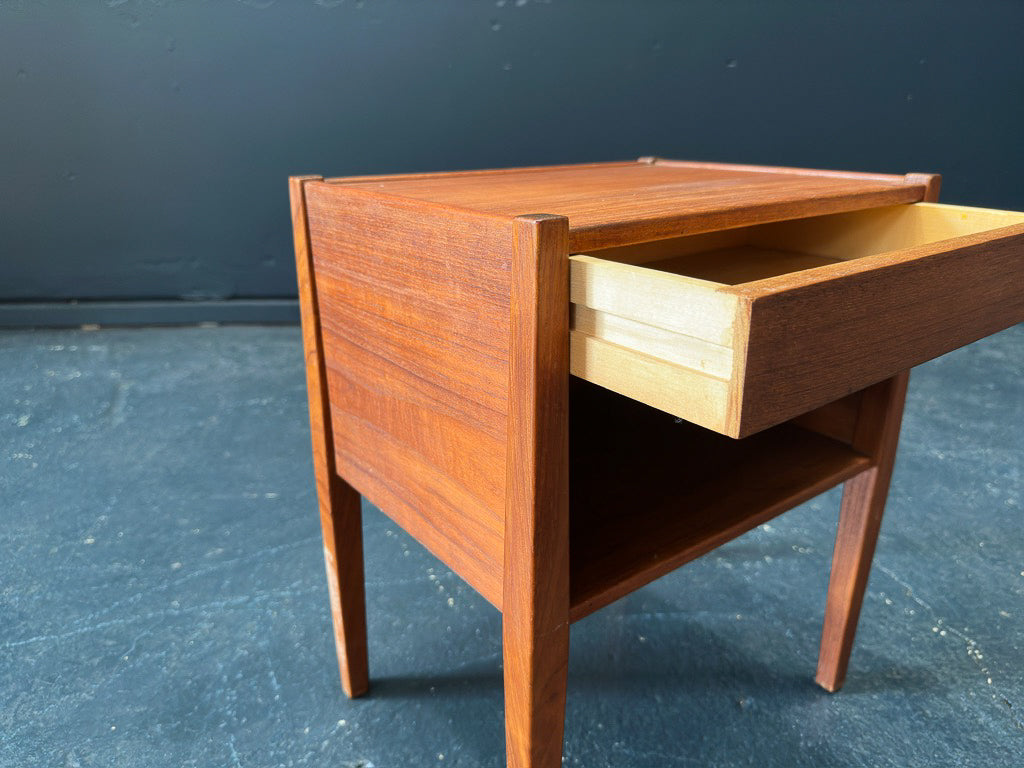 Small Teak Side Table with Drawer