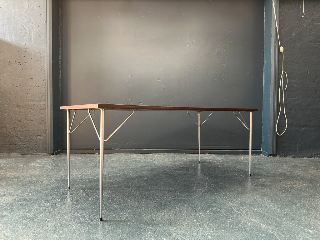 Large Rosewood Dining Table with Metal Legs