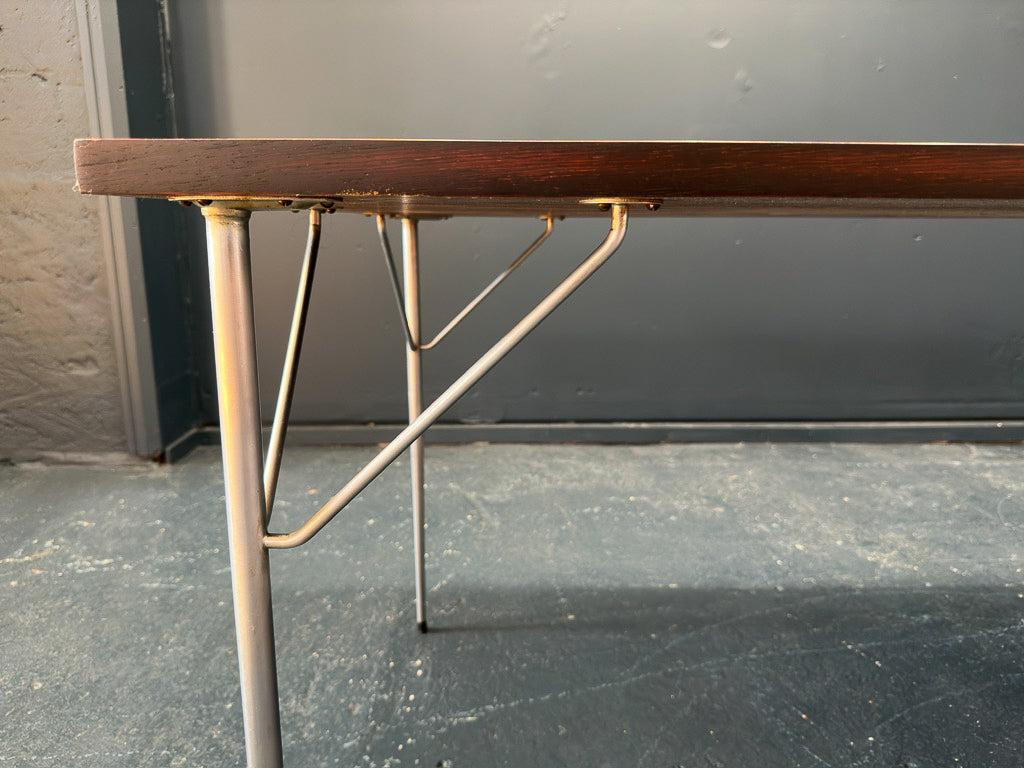 Large Rosewood Dining Table with Metal Legs