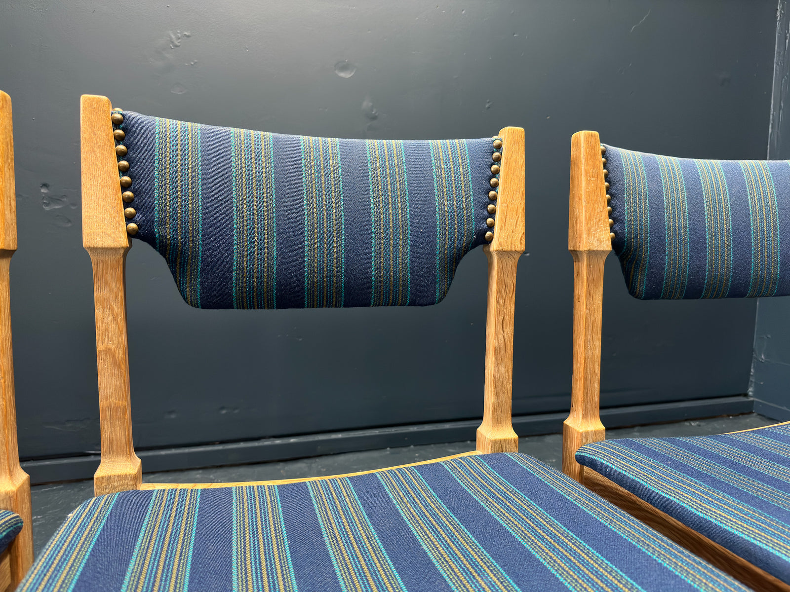 Set of 4 Oak Upholstered Dining Chairs