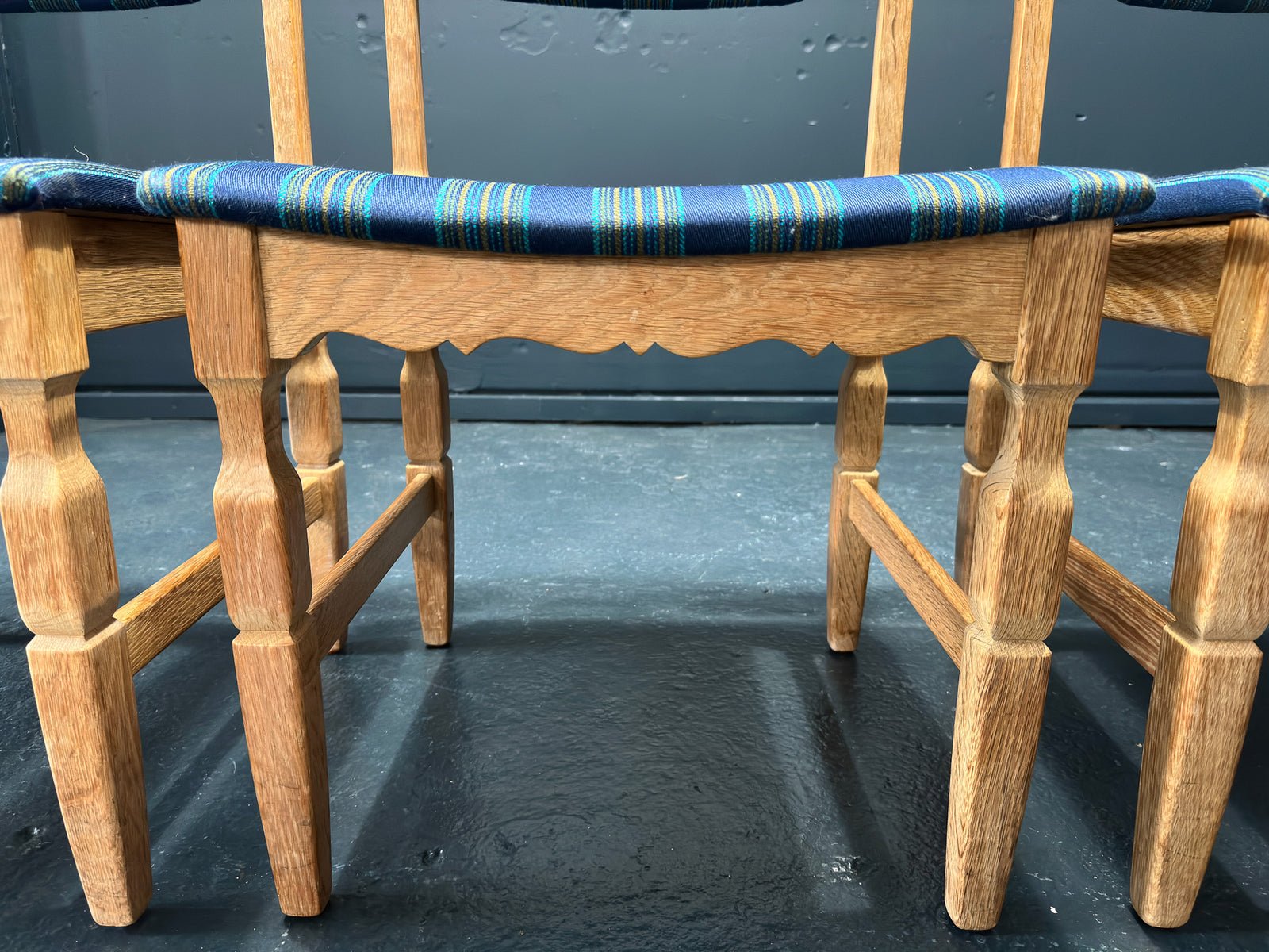 Set of 4 Oak Upholstered Dining Chairs