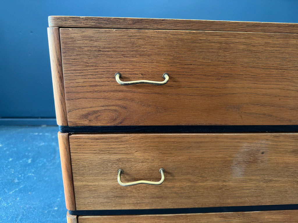 Small Oak Chest of Drawers and Vanity with Mirror