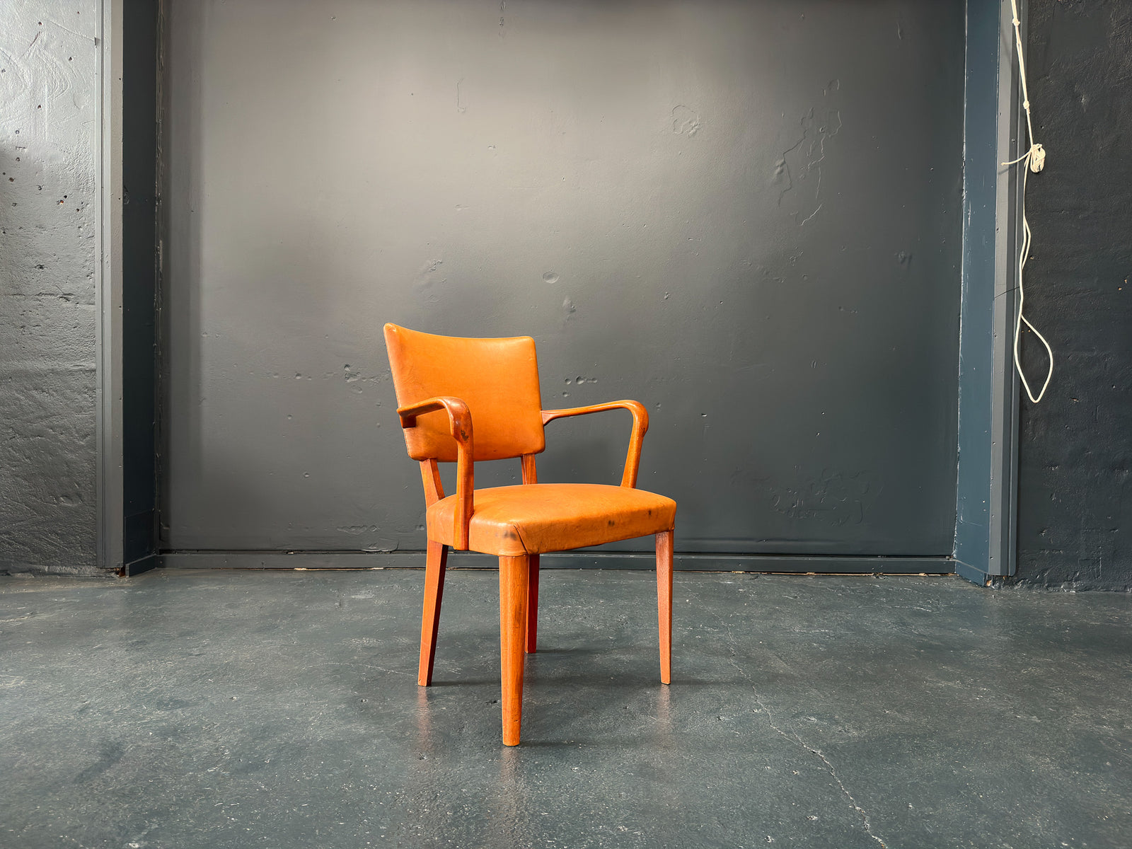 Walnut and Leather Armchair