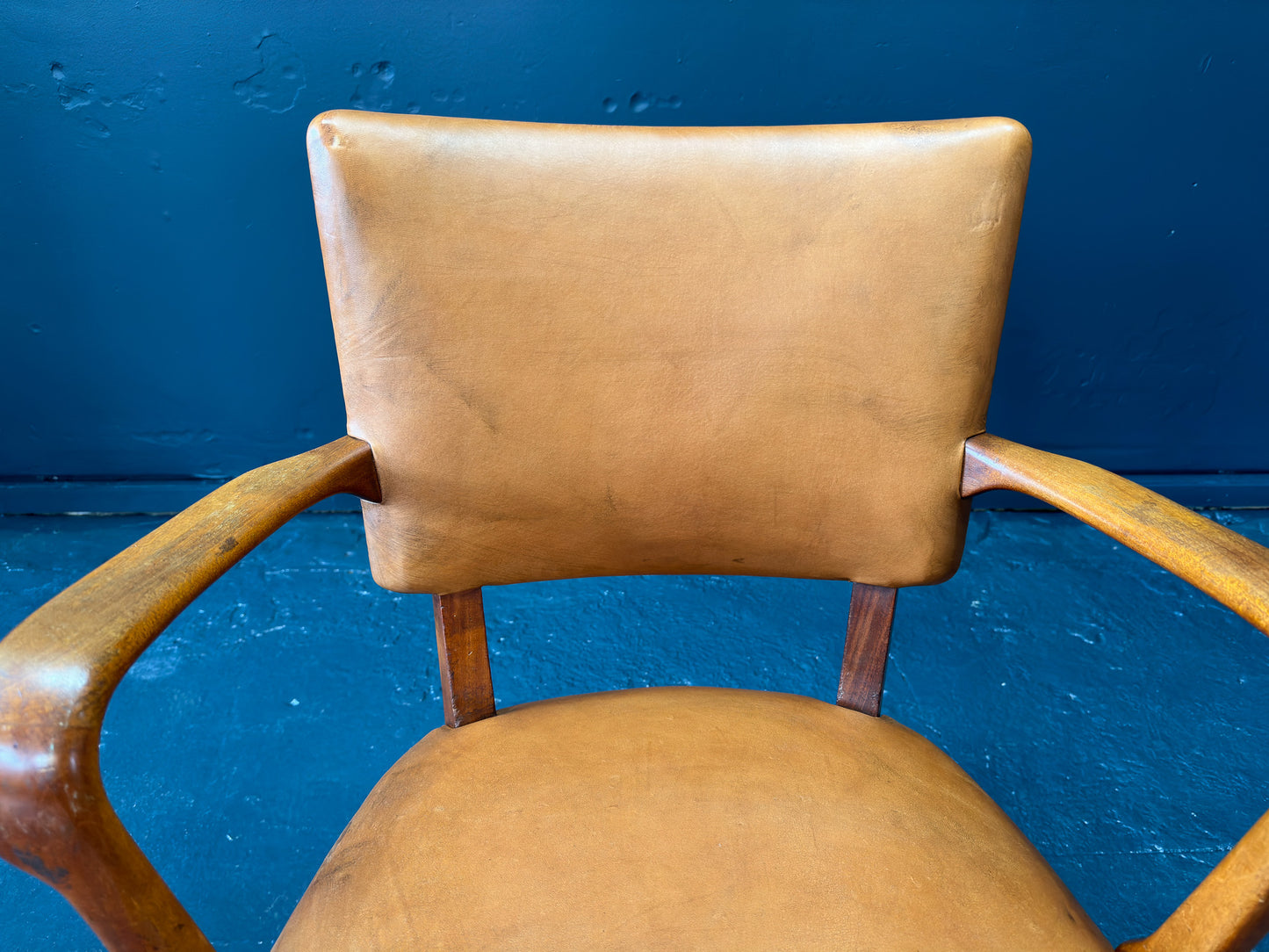 Walnut and Leather Armchair