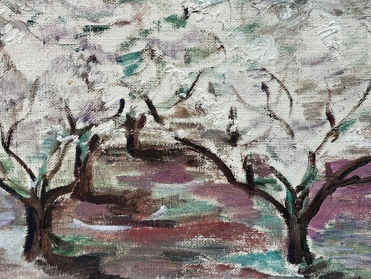 Impressionist Painting of Winter Forest