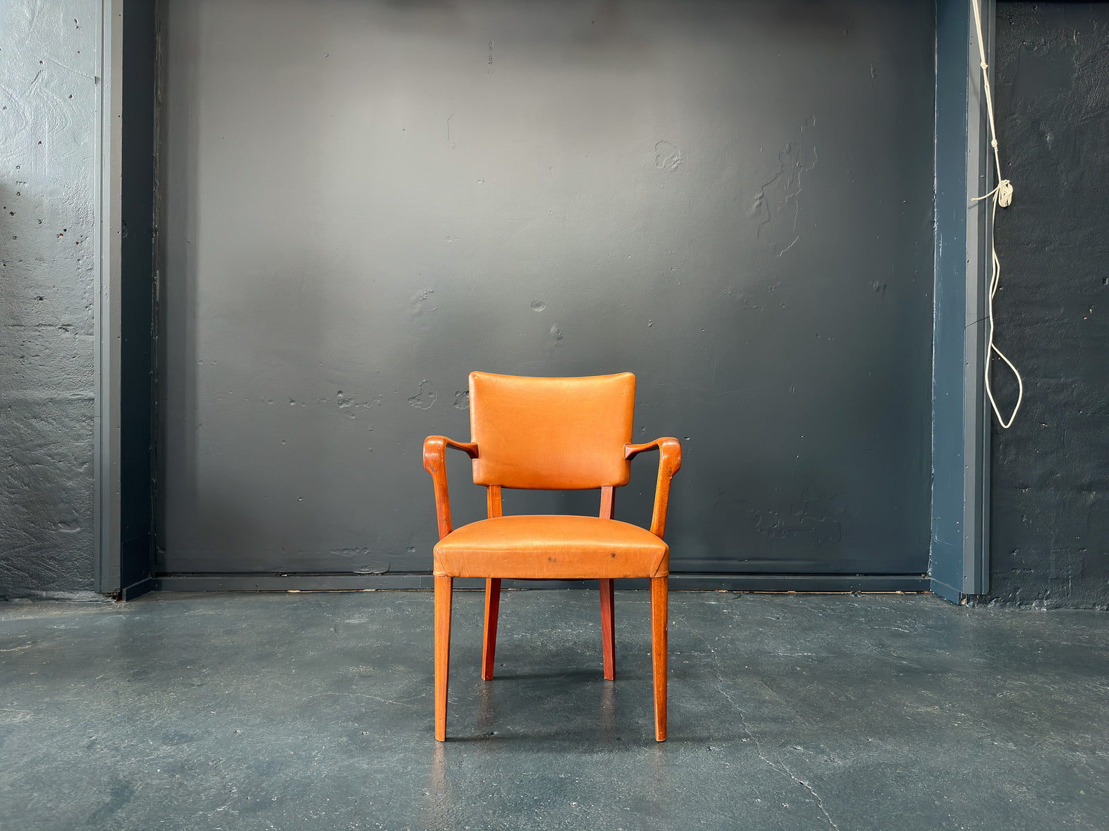 Walnut and Leather Armchair