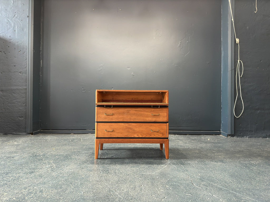 Small Oak Chest of Drawers and Vanity with Mirror