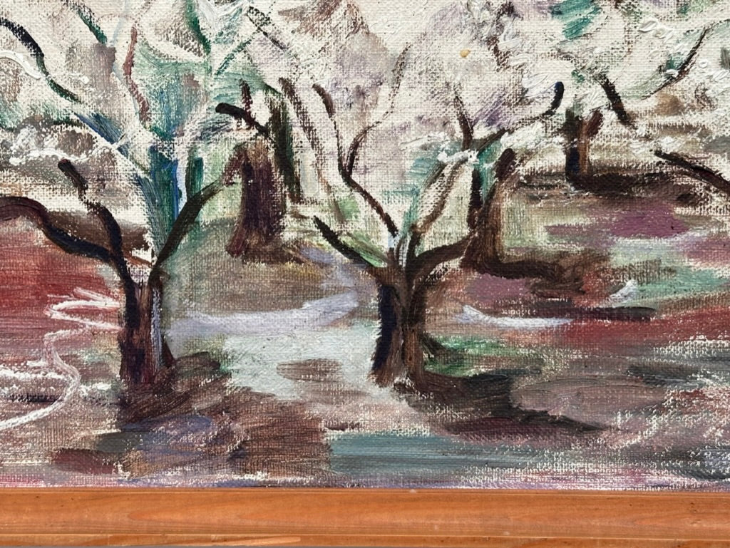 Impressionist Painting of Winter Forest