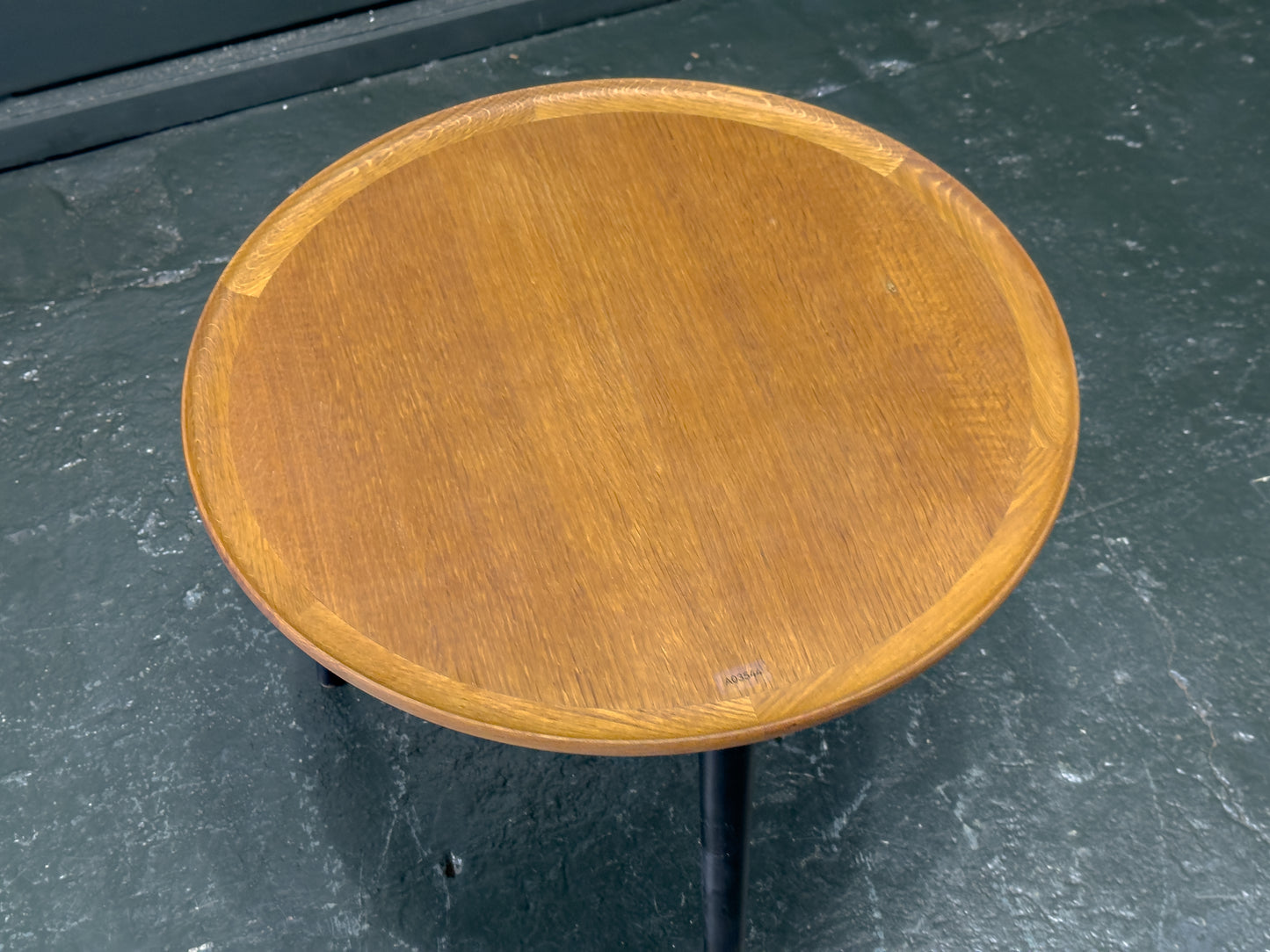Anton Kildeberg Round Oak Side Table with Black Legs