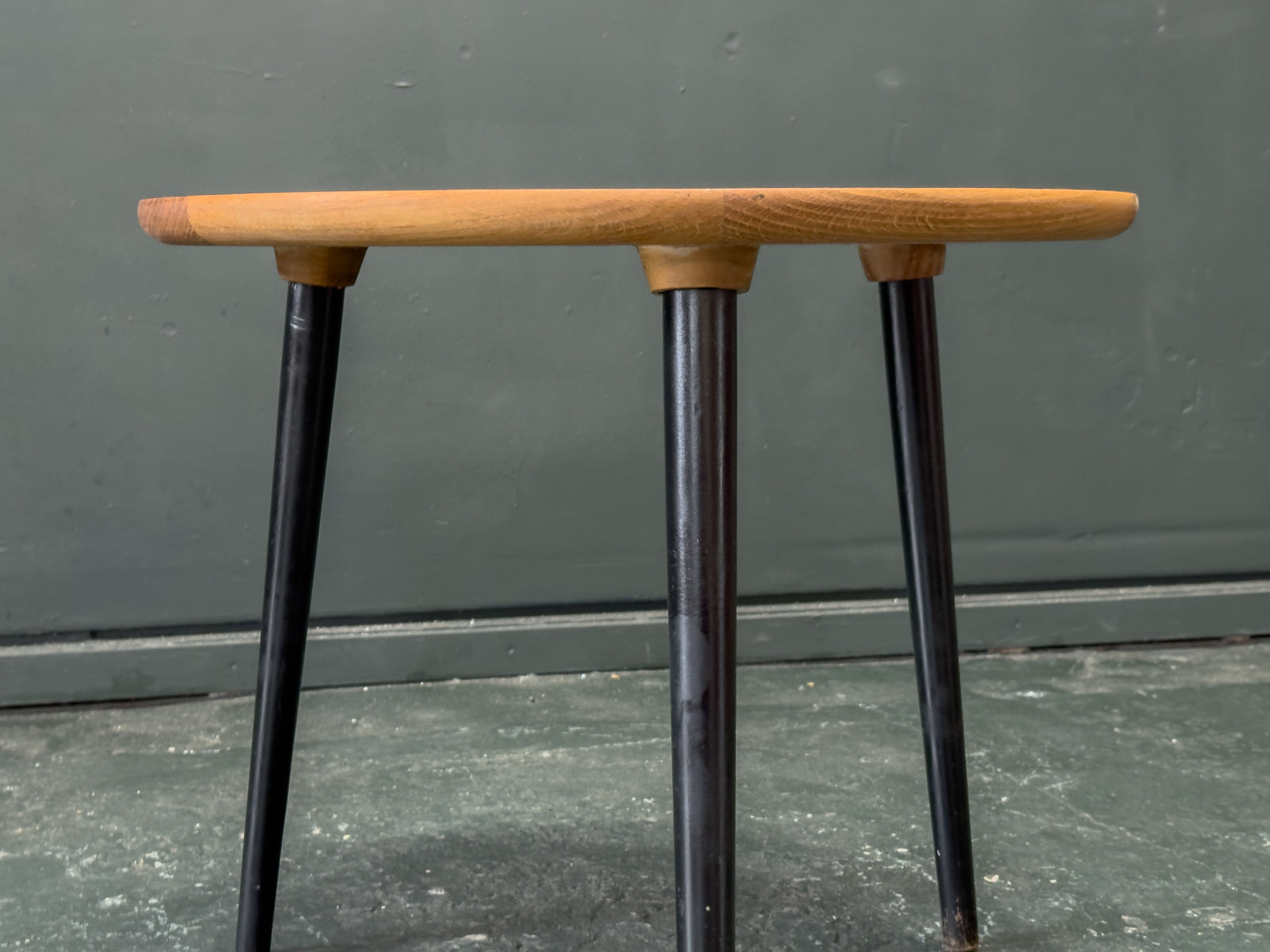 Anton Kildeberg Round Oak Side Table with Black Legs