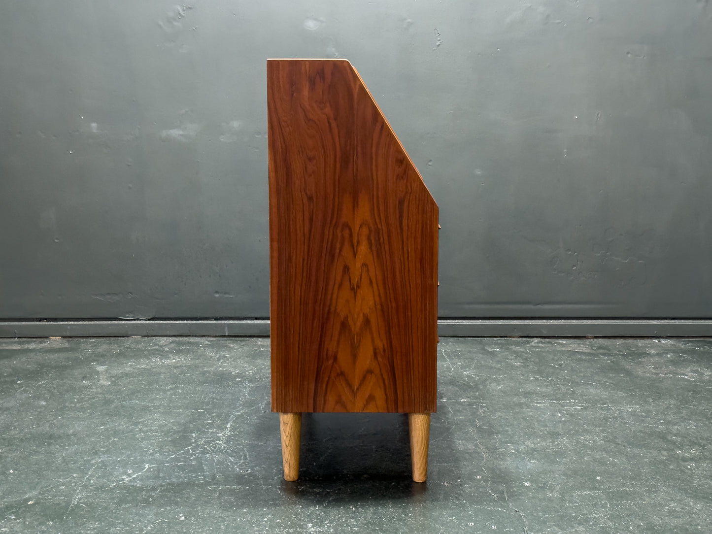 Teak Bureau with Drawers and Extending Desk