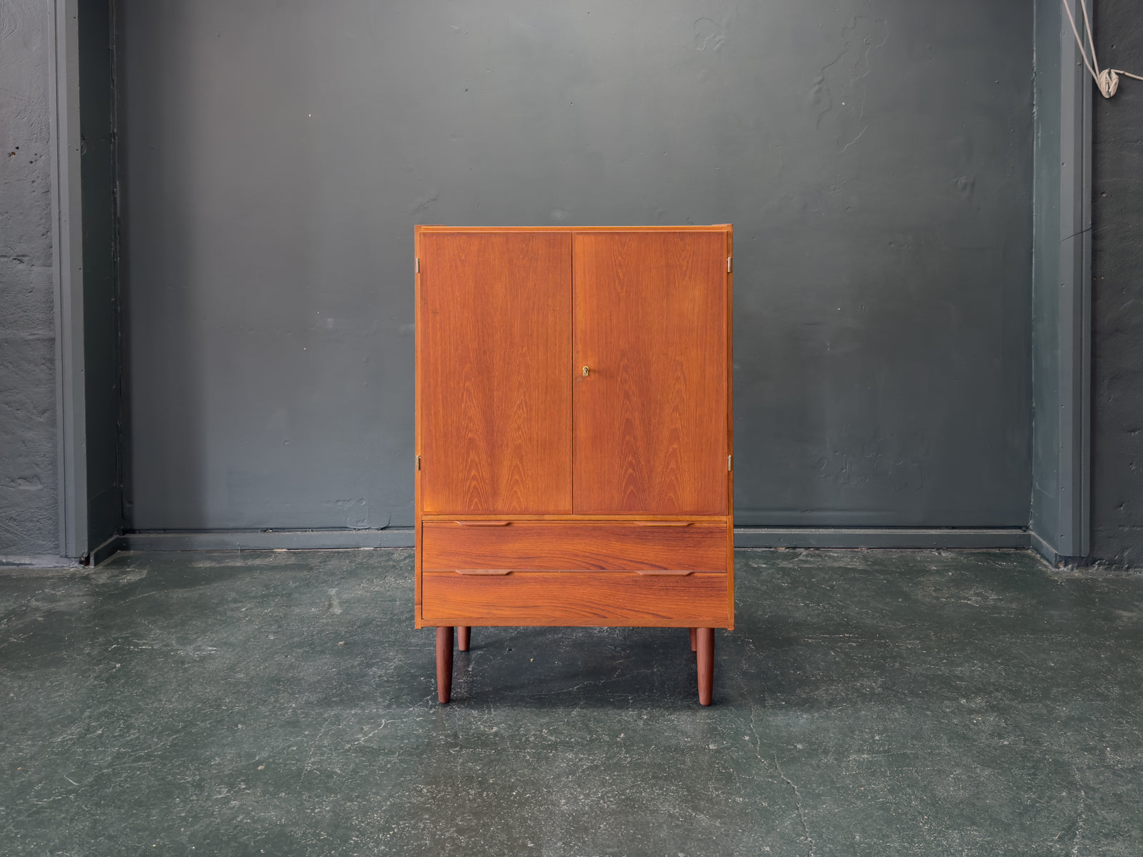 Tall Teak Cabinet with Drawers