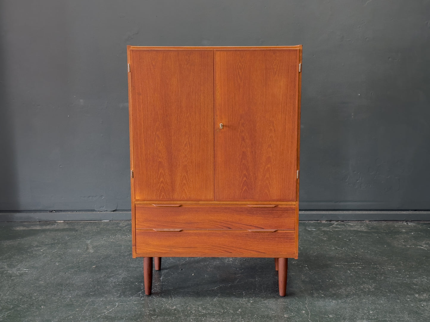 Tall Teak Cabinet with Drawers