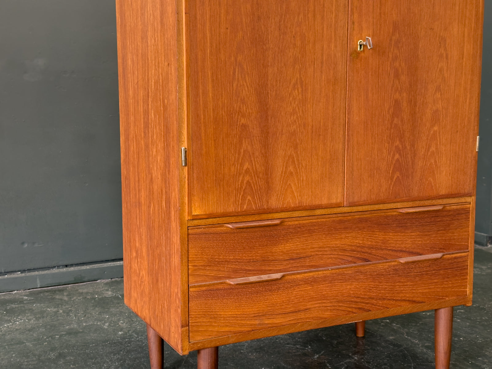 Tall Teak Cabinet with Drawers