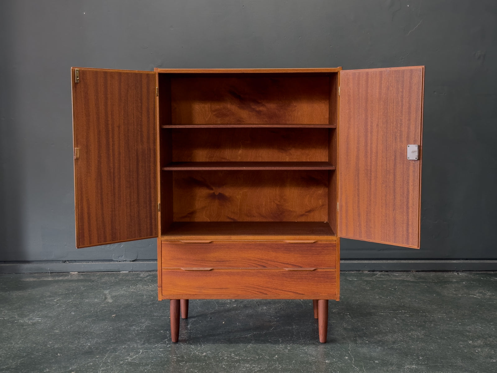 Tall Teak Cabinet with Drawers