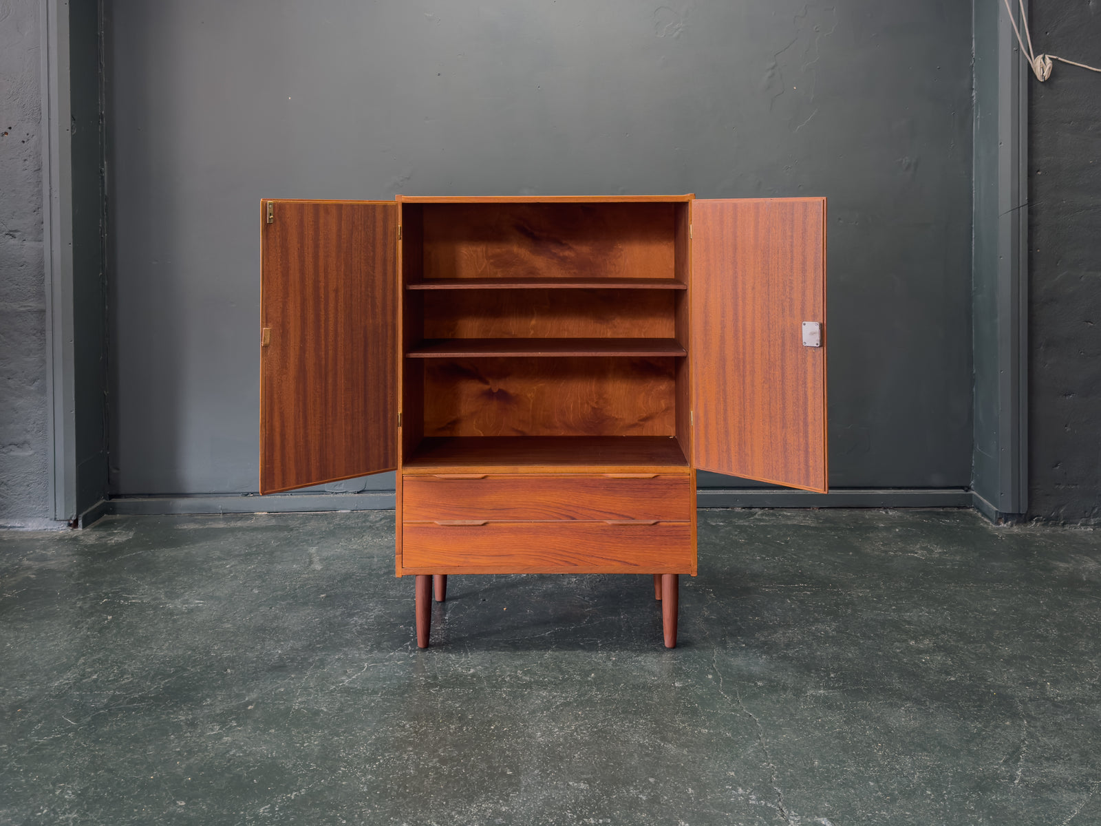Tall Teak Cabinet with Drawers