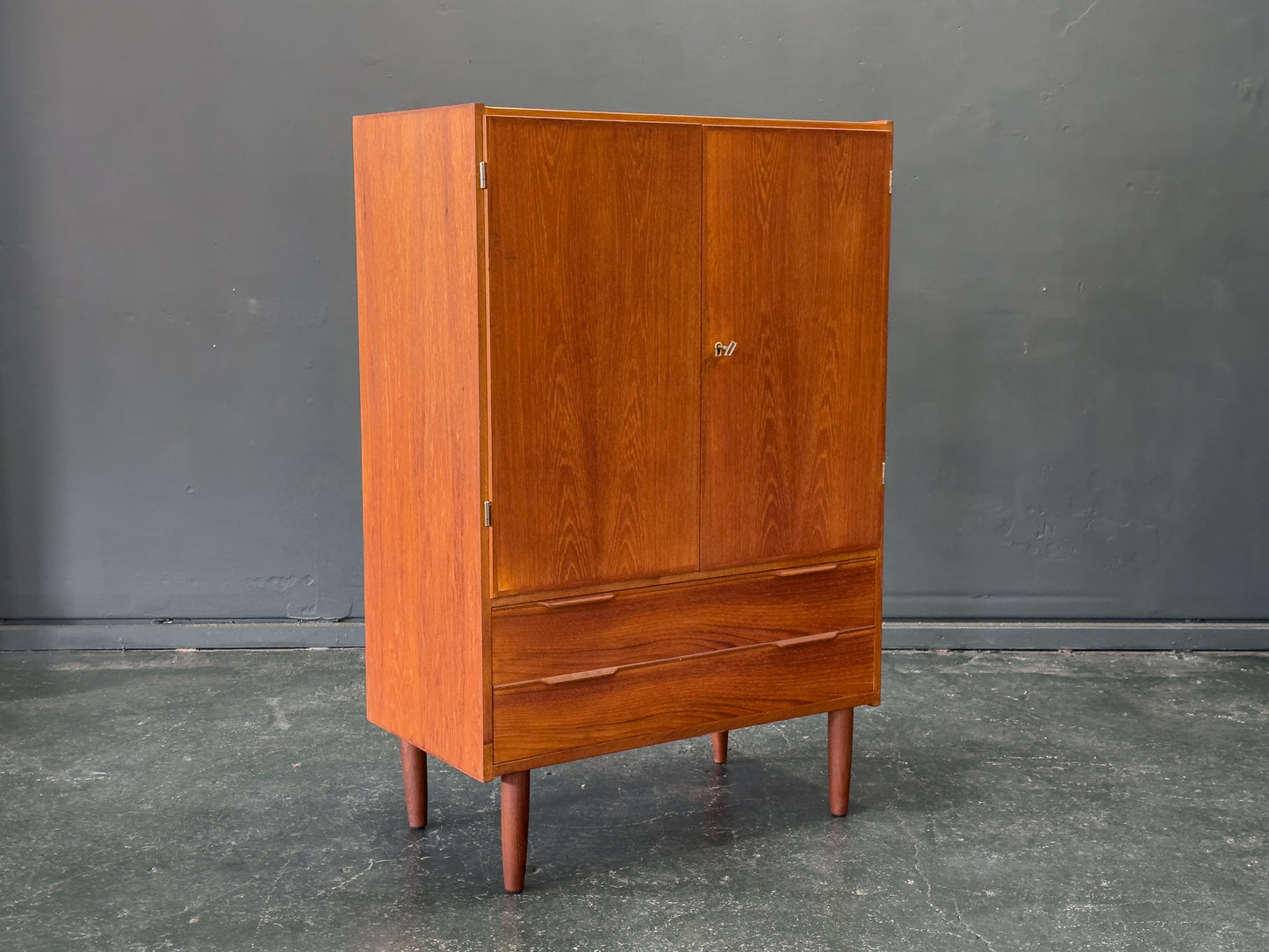 Tall Teak Cabinet with Drawers