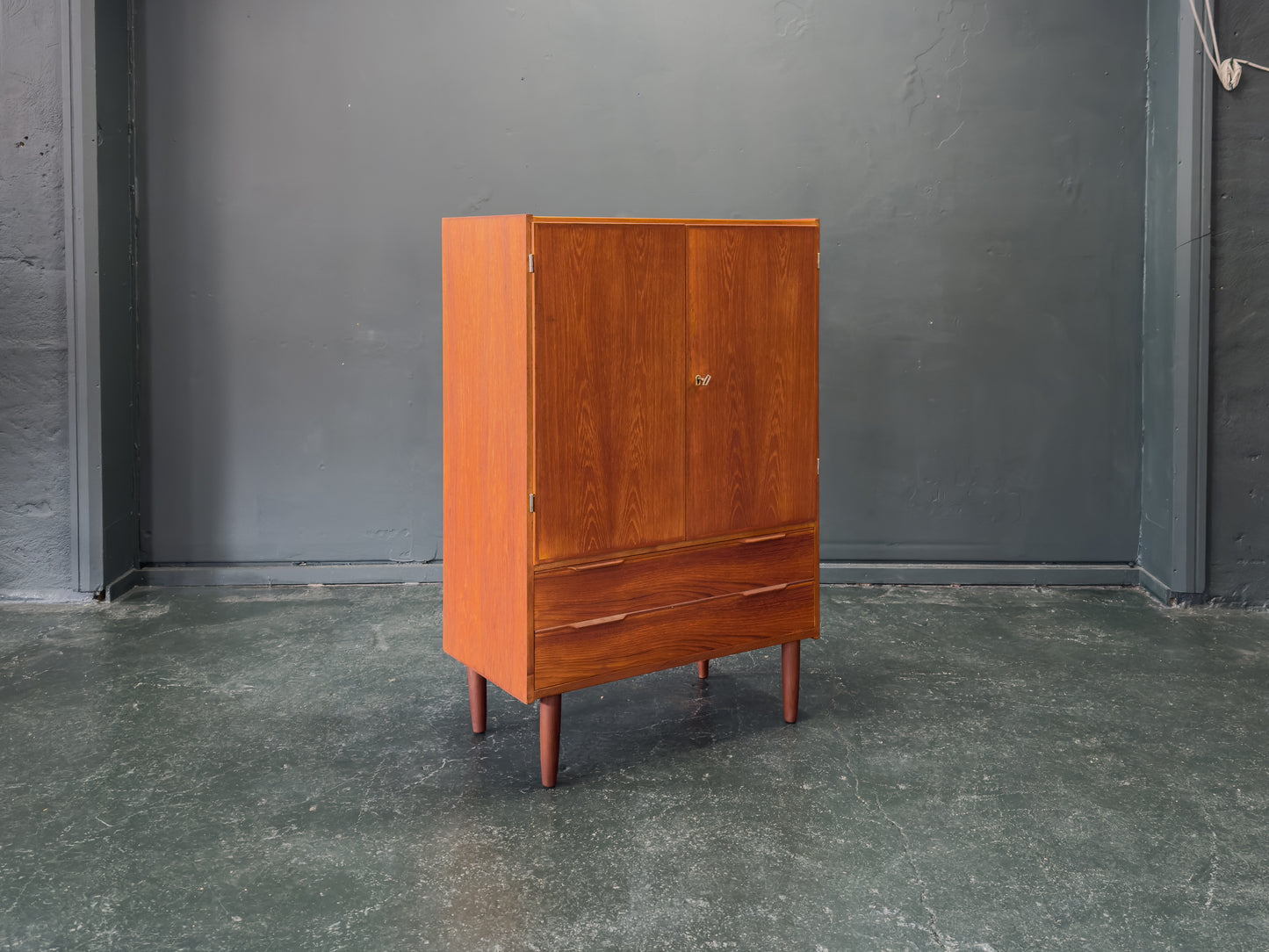 Tall Teak Cabinet with Drawers