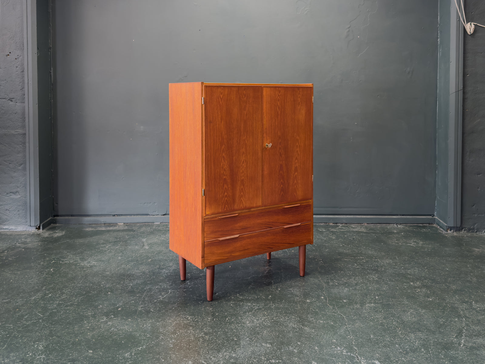 Tall Teak Cabinet with Drawers