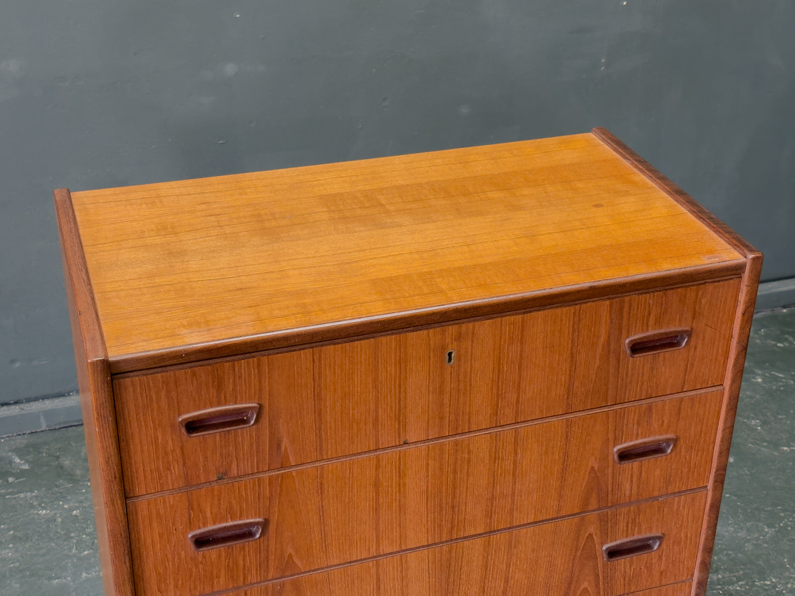 Teak Chest of Drawers with Oak Legs