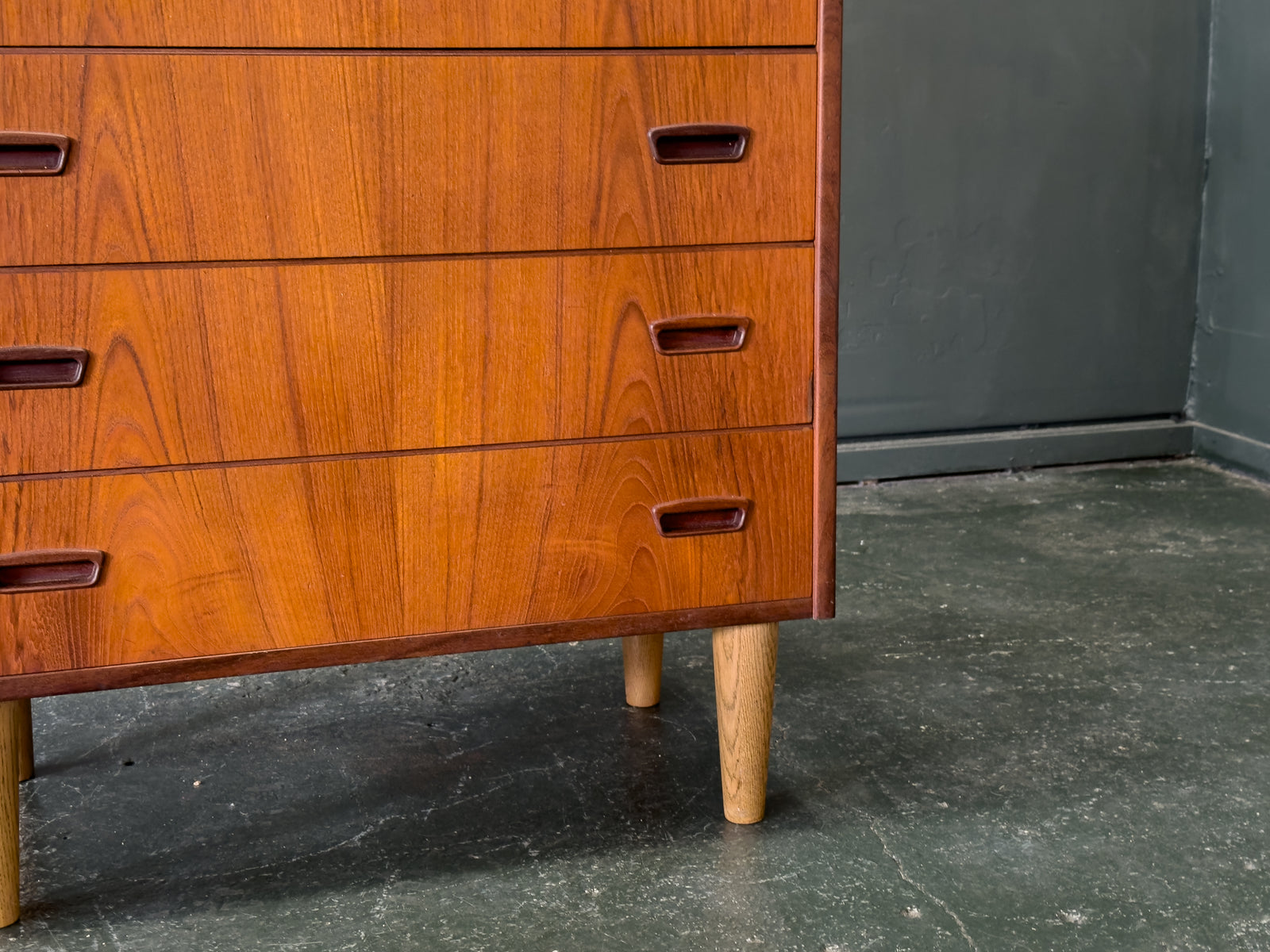 Teak Chest of Drawers with Oak Legs