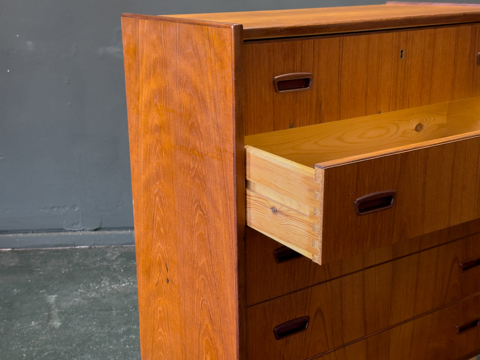 Teak Chest of Drawers with Oak Legs