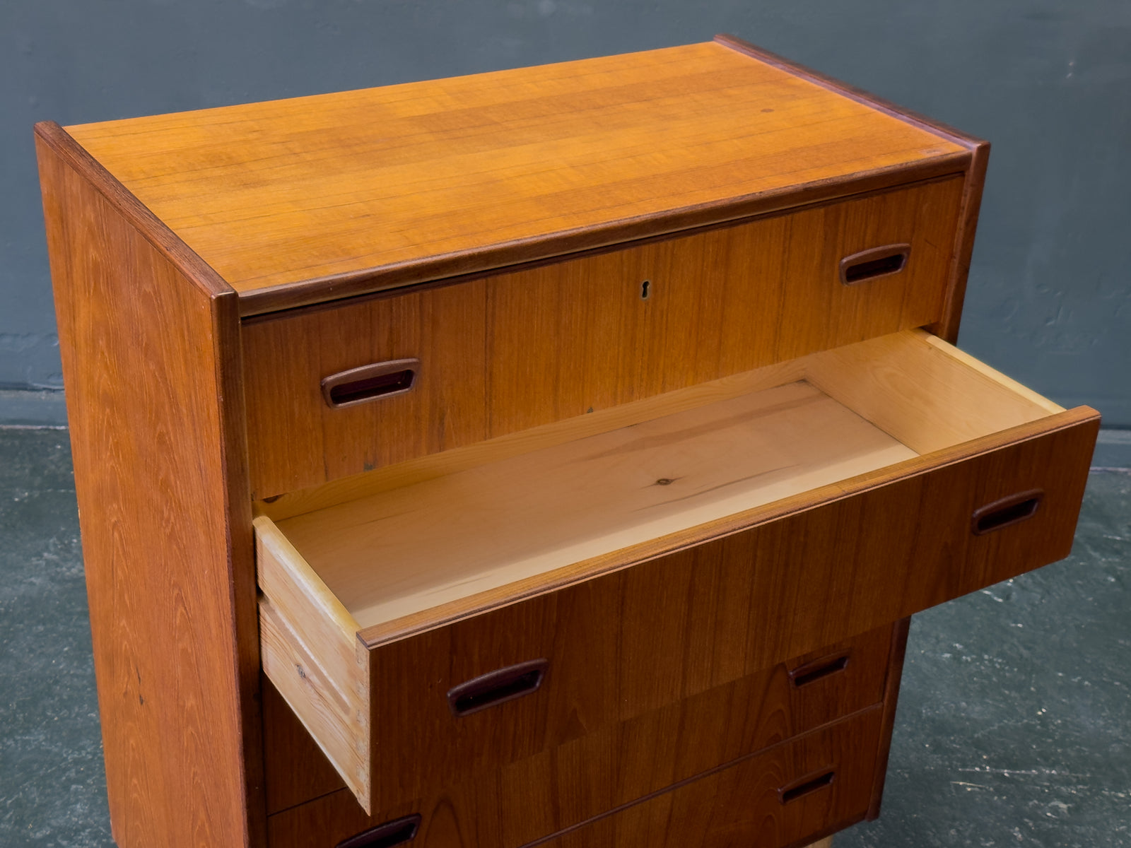 Teak Chest of Drawers with Oak Legs
