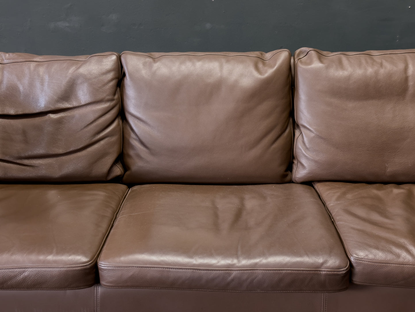 Three Seater Brown Leather Sofa by Skipper Mobler