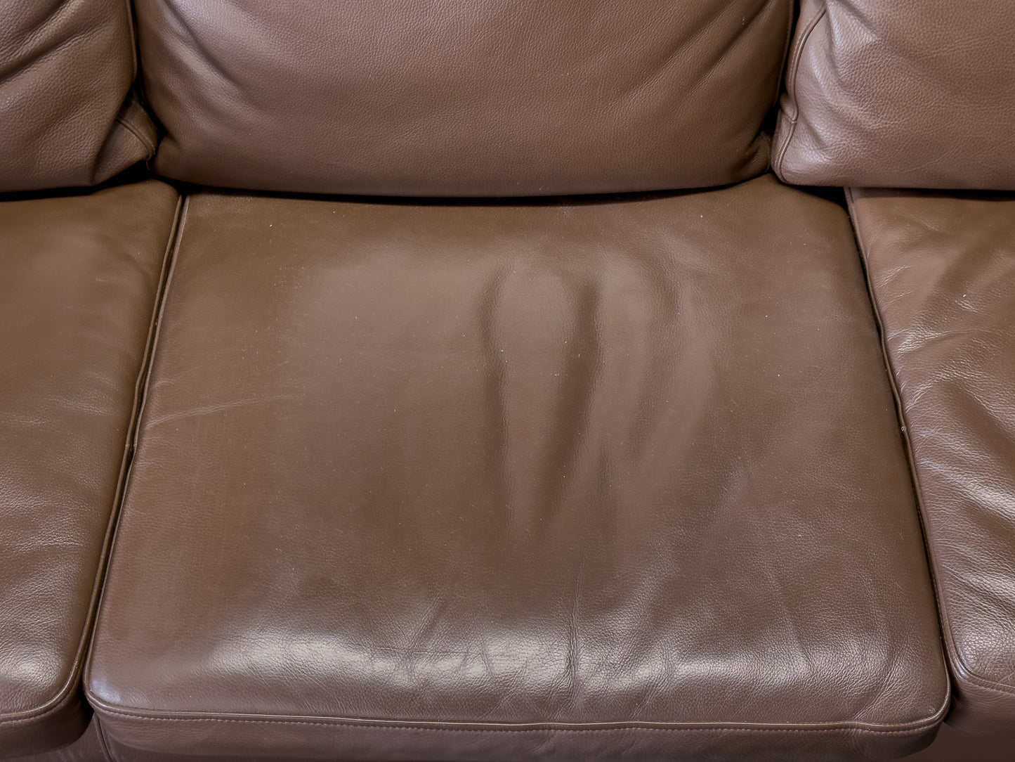 Three Seater Brown Leather Sofa by Skipper Mobler