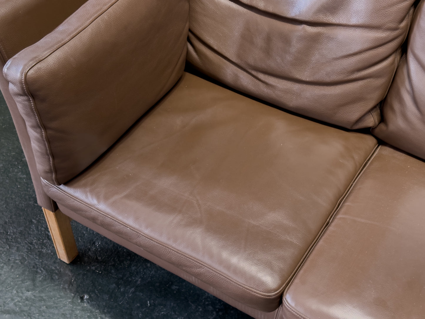 Three Seater Brown Leather Sofa by Skipper Mobler