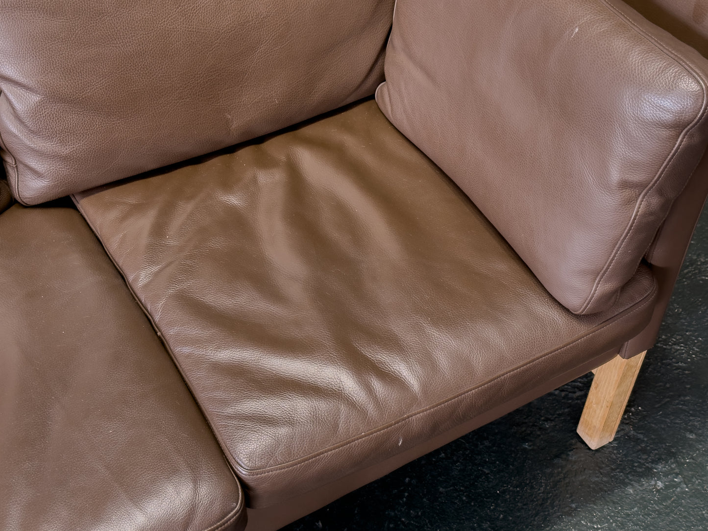 Three Seater Brown Leather Sofa by Skipper Mobler