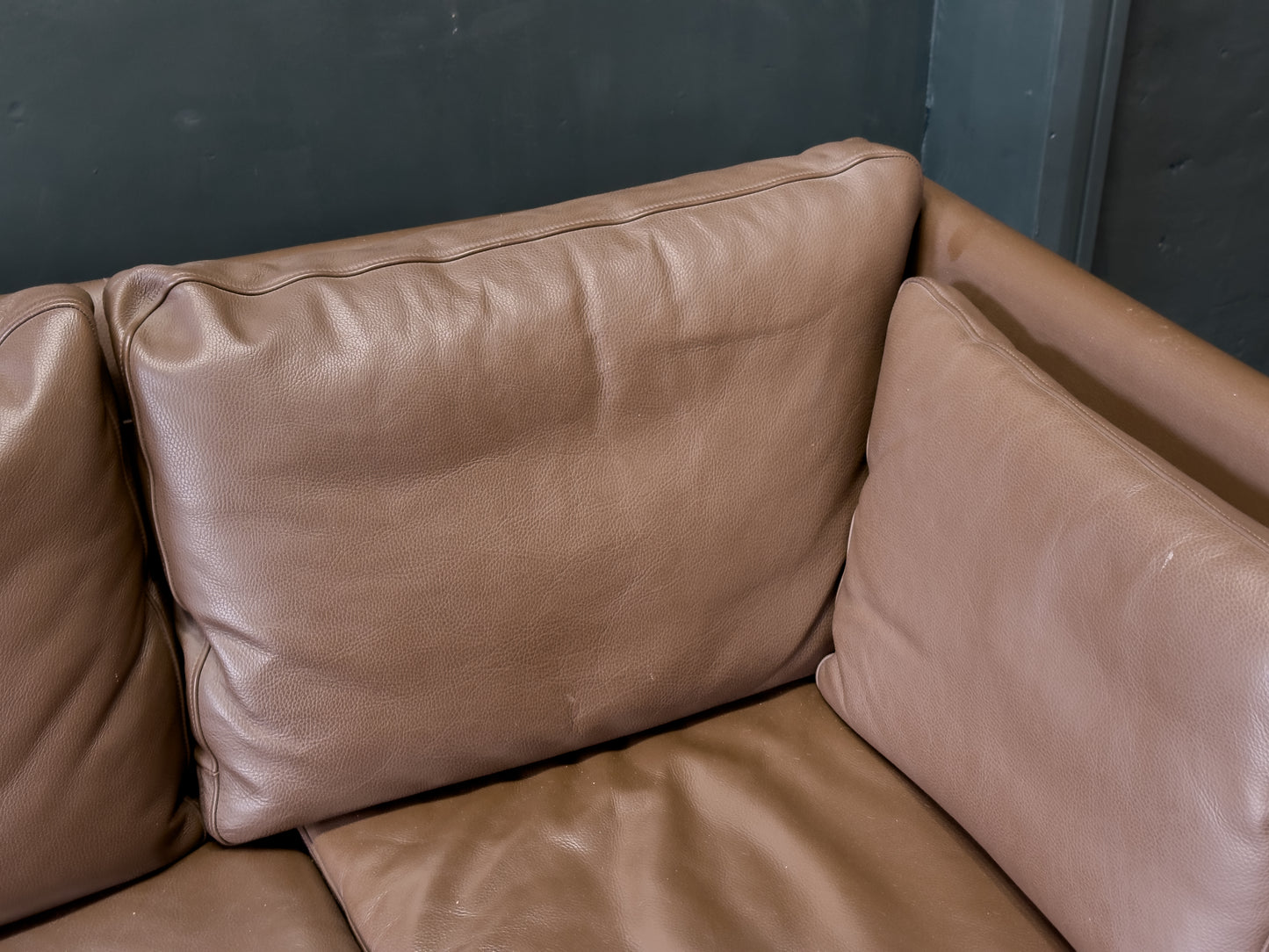 Three Seater Brown Leather Sofa by Skipper Mobler