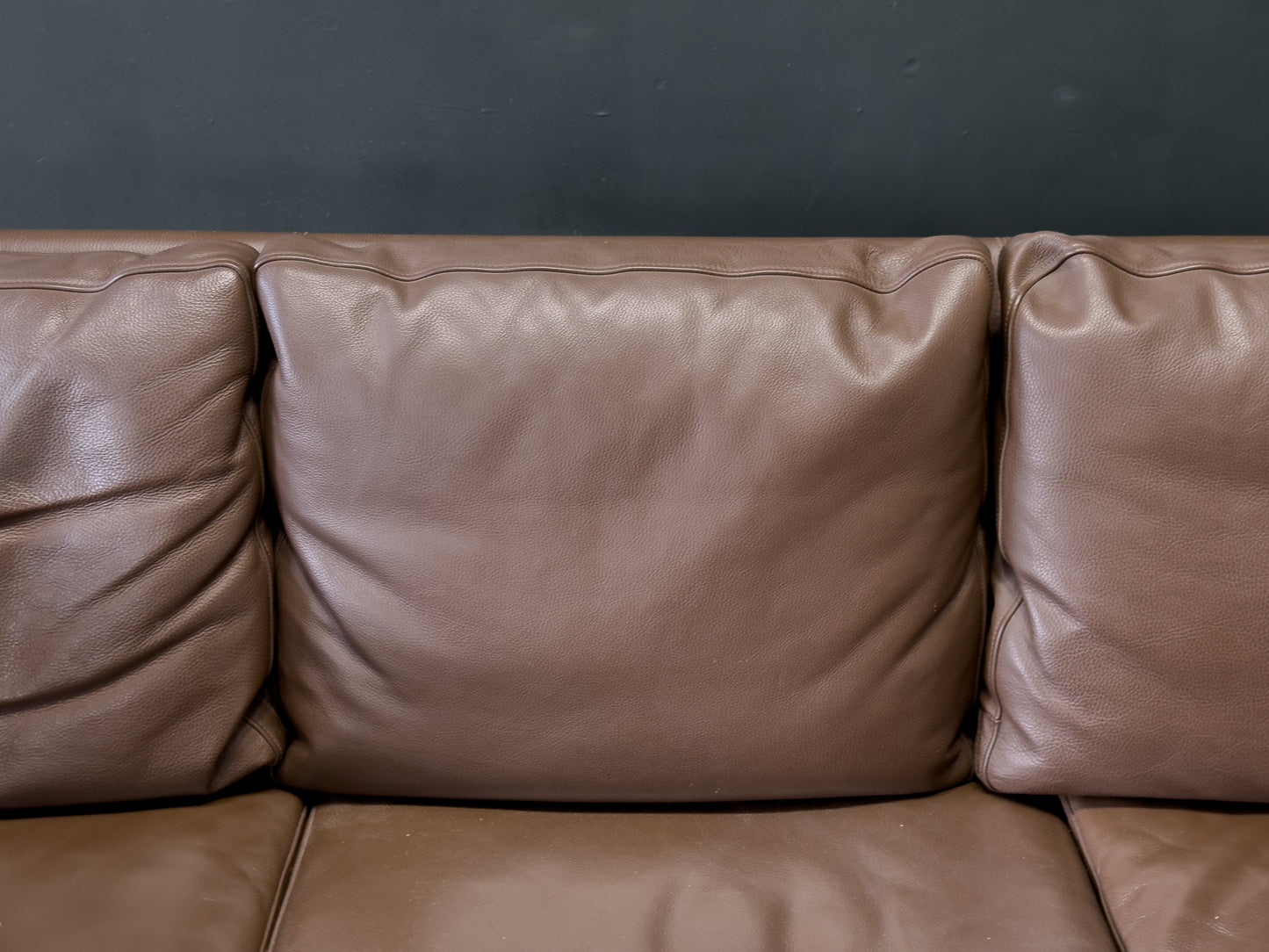 Three Seater Brown Leather Sofa by Skipper Mobler