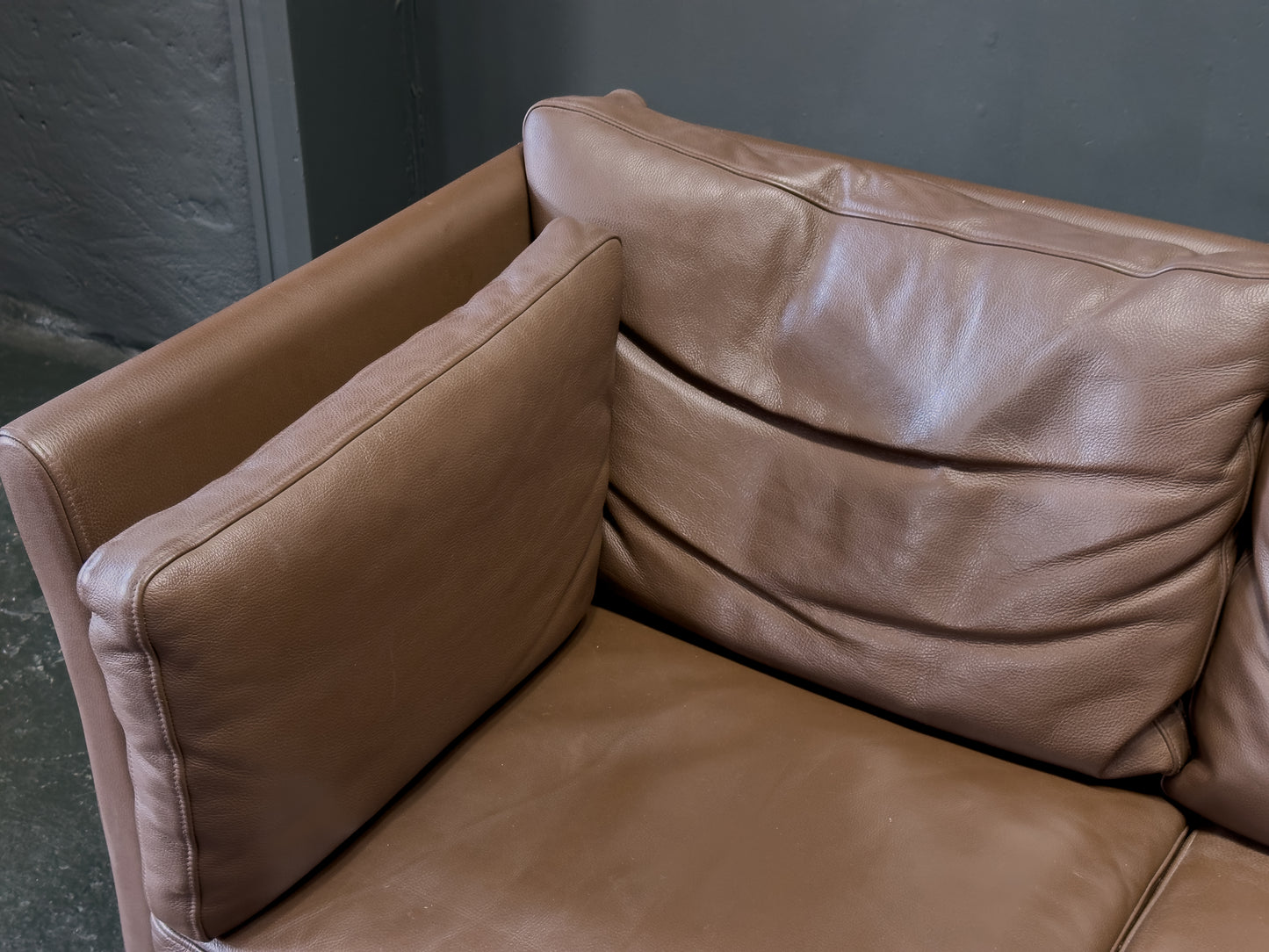 Three Seater Brown Leather Sofa by Skipper Mobler