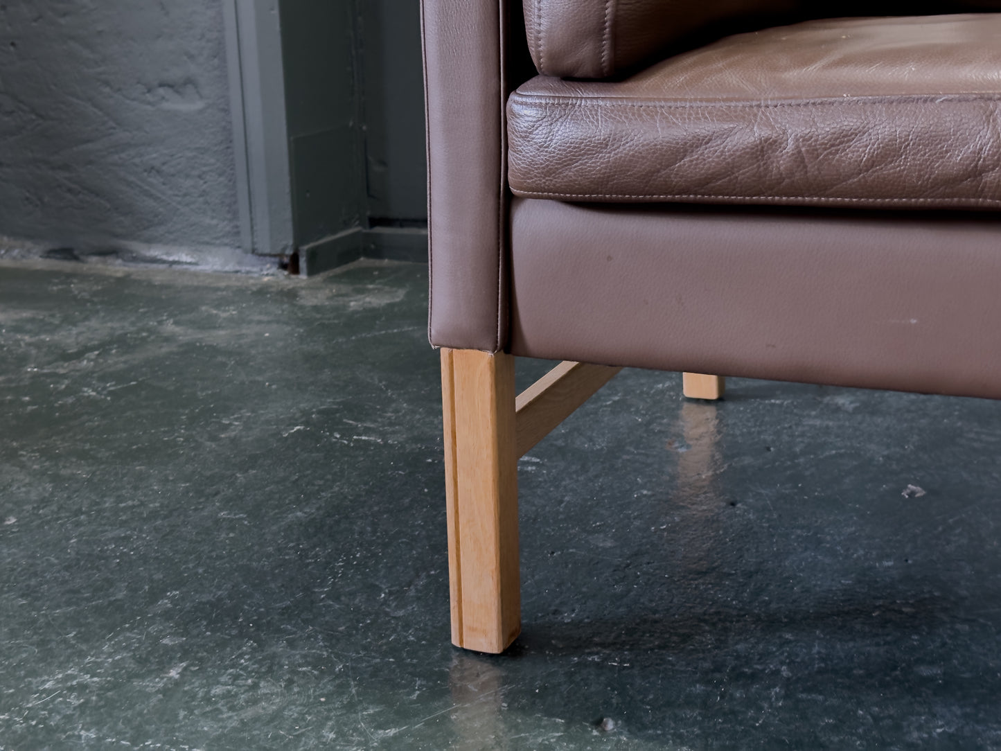 Three Seater Brown Leather Sofa by Skipper Mobler